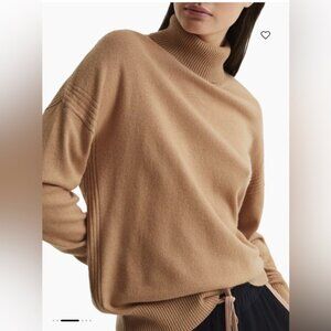 REISS NOVA KNITTED ROLL NECK JUMPER TURTLENECK SWEATER IN CAMEL SIZE LARGE